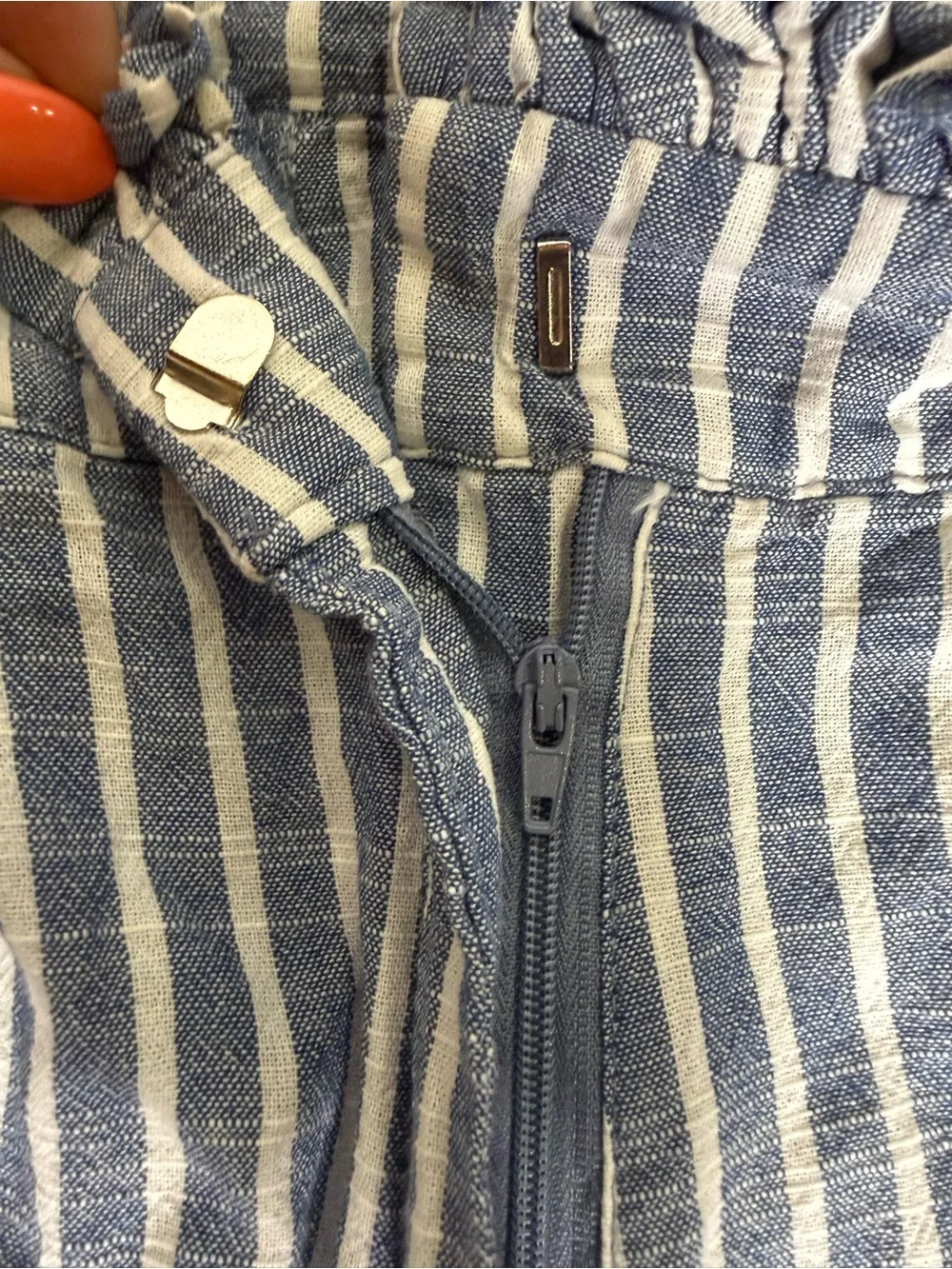 Blu Pepper Blue White Stripe Paperbag Scallop Hem Shorts Medium Cotton - Picture 9 of 11